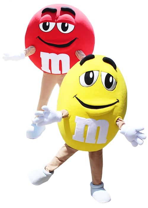 The official custom mascot of M&M, 855. 325. 0921